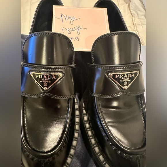 Prada Chocolate Loafers in Black - size 37.5 - Picture 13 of 14